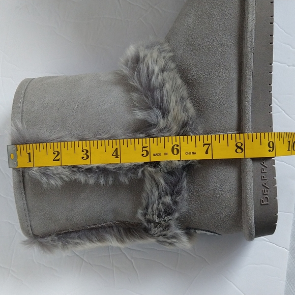 Bearpaw Gray Cow Suede Wool Blend Fur Lining Boots Mid Calf Sz 10M - Picture 11 of 17